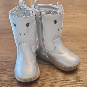 Carter's Silver Unicorn Face Boots with Zipper